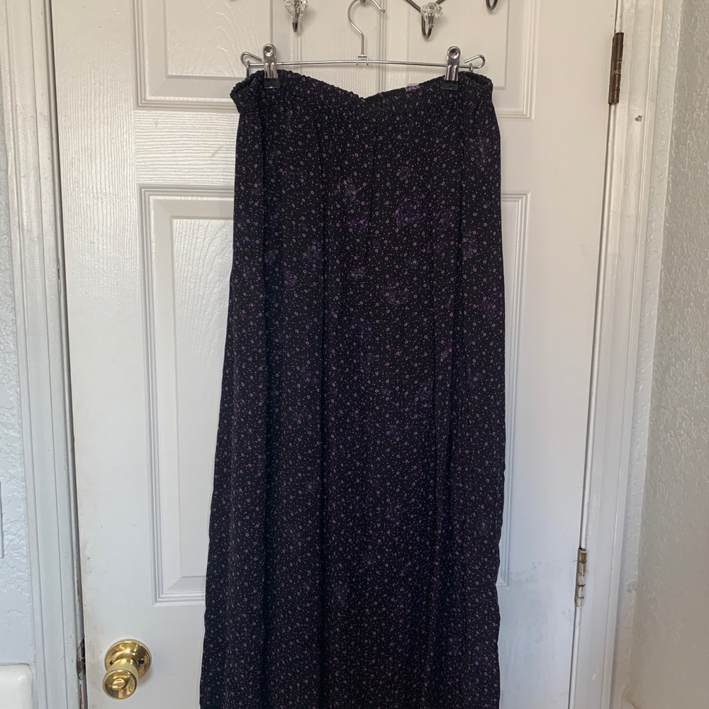 Black and purple reversible floral skirt